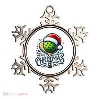 Merry Christmas Pickleball Pickle Ball and Paddle Santa Hat Ornament thumb 0