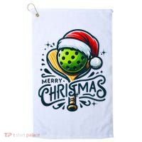 Merry Christmas Pickleball Pickle Ball and Paddle Santa Hat Golf Towel thumb 0