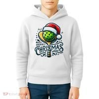Merry Christmas Pickleball Pickle Ball and Paddle Santa Hat Kids Hoodie thumb 4