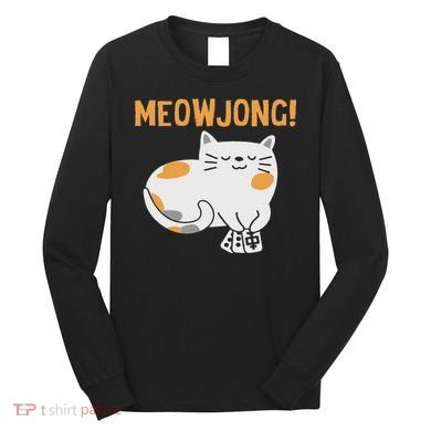 Mahjong Cat Player Board Game Mah Jongg China Solitaire Long Sleeve Shirt
