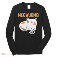 Mahjong Cat Player Board Game Mah Jongg China Solitaire Long Sleeve Shirt thumb 0