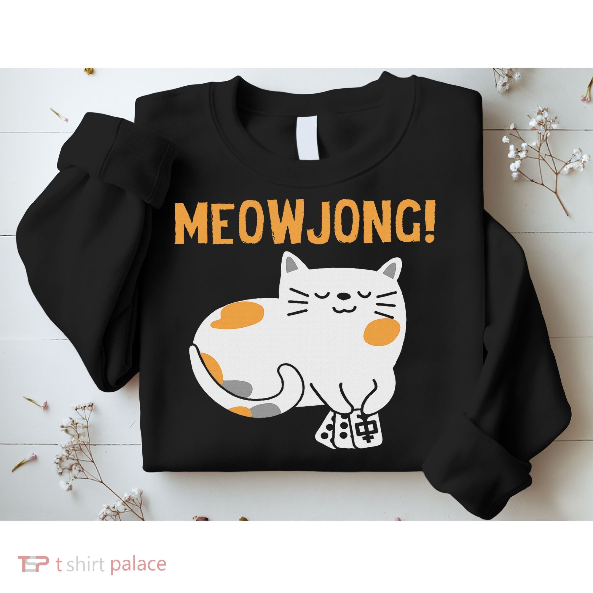 Mahjong Cat Player Board Game Mah Jongg China Solitaire Sweatshirt