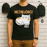 Mahjong Cat Player Board Game Mah Jongg China Solitaire T-Shirt thumb 6