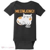 Mahjong Cat Player Board Game Mah Jongg China Solitaire Baby Bodysuit thumb 0