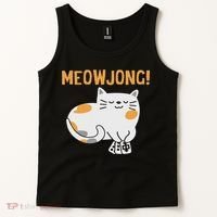 Mahjong Cat Player Board Game Mah Jongg China Solitaire Tank Top thumb 2
