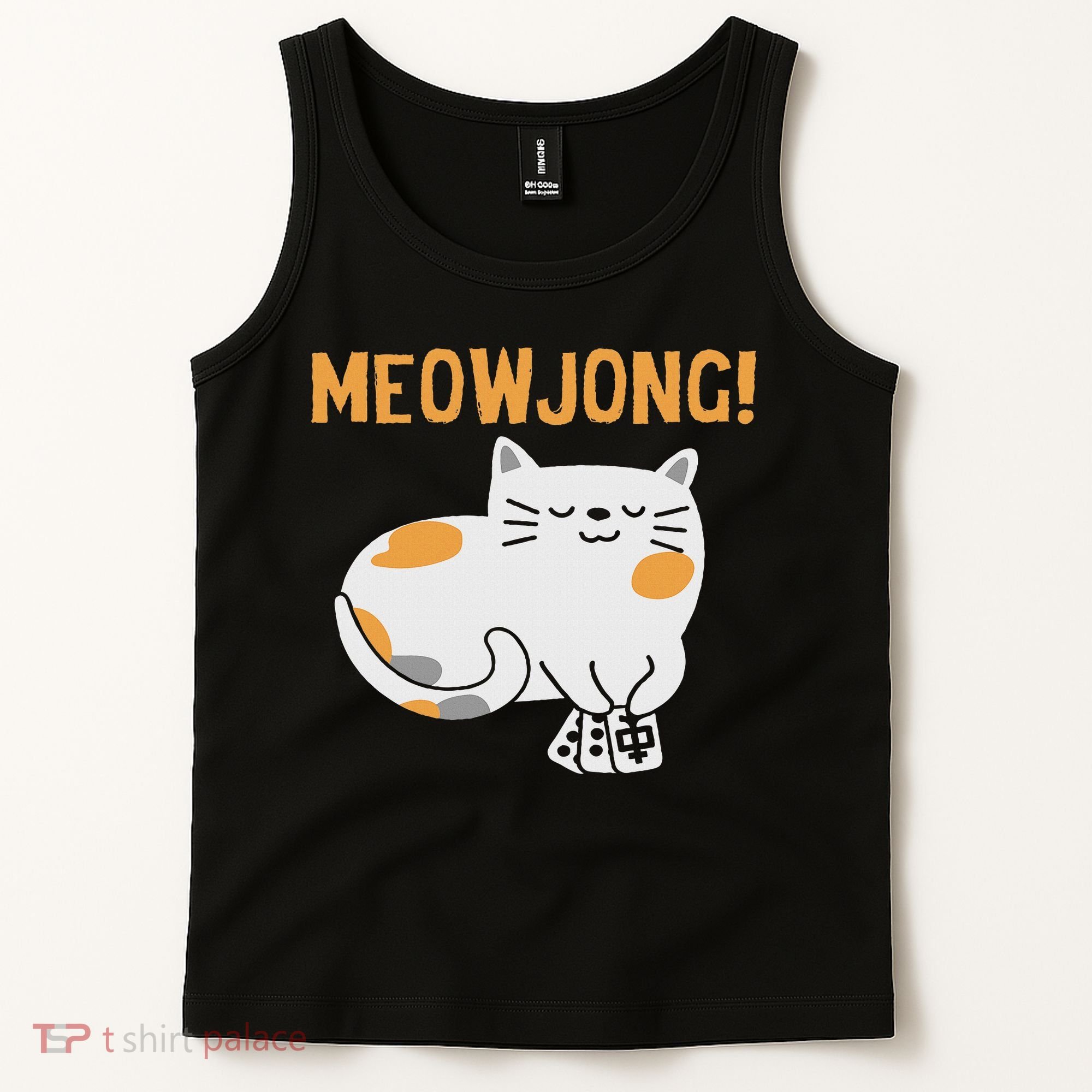 Mahjong Cat Player Board Game Mah Jongg China Solitaire Tank Top