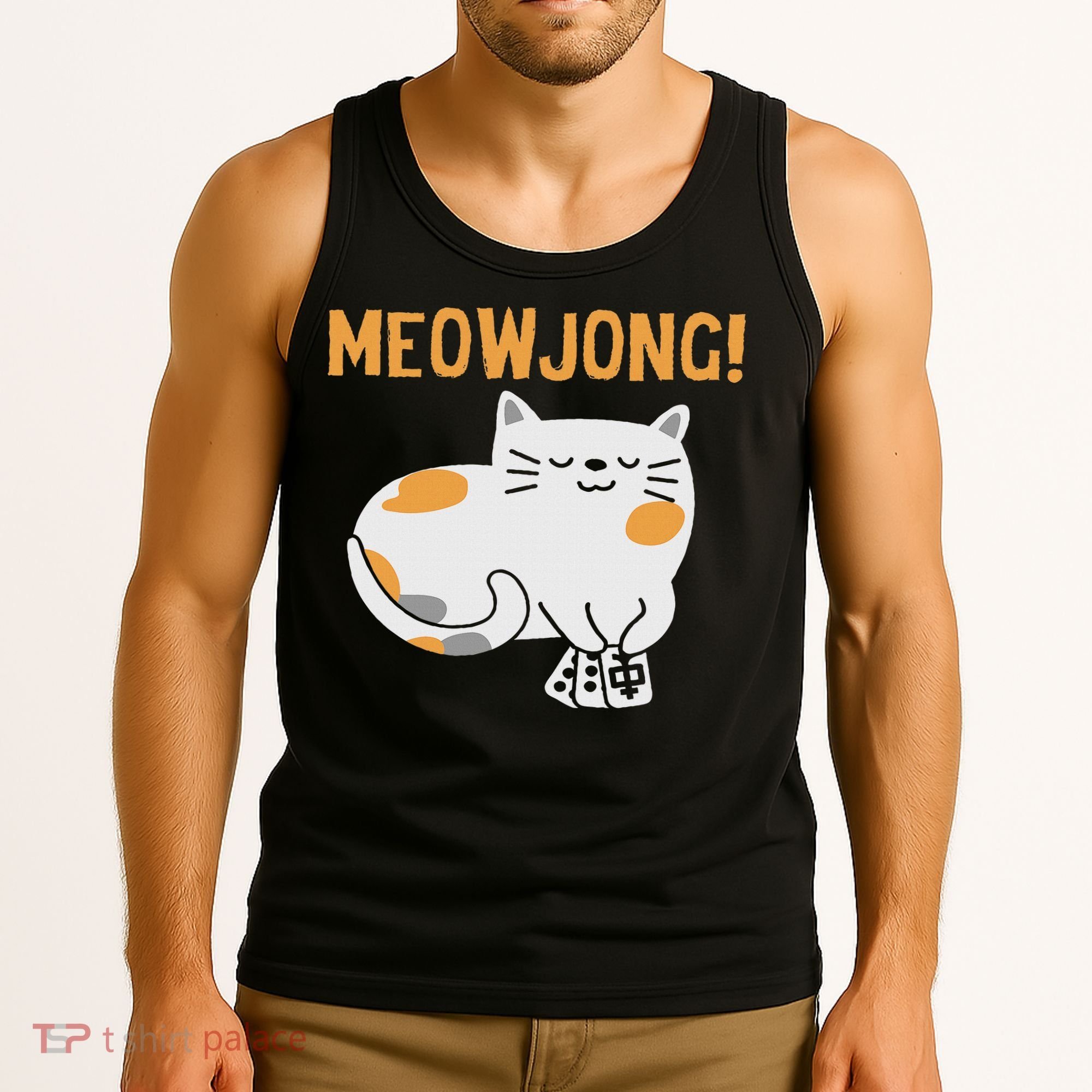Mahjong Cat Player Board Game Mah Jongg China Solitaire Tank Top