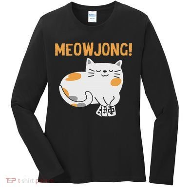 Mahjong Cat Player Board Game Mah Jongg China Solitaire Women's Long Sleeve Shirt