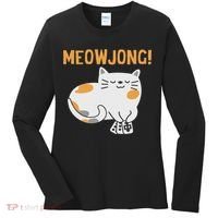 Mahjong Cat Player Board Game Mah Jongg China Solitaire Women's Long Sleeve Shirt thumb 0
