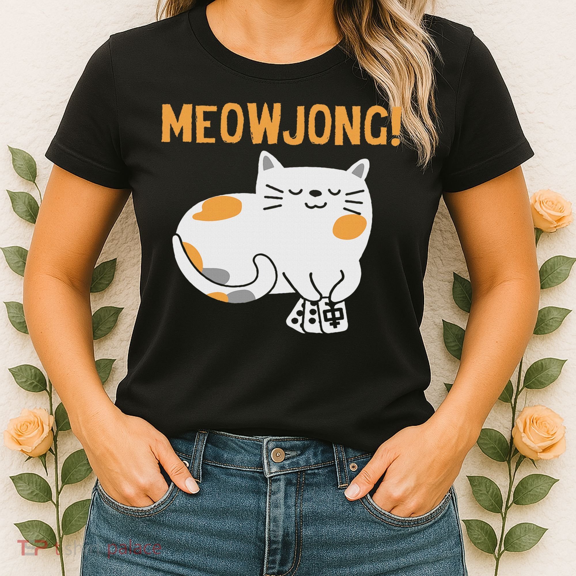 Mahjong Cat Player Board Game Mah Jongg China Solitaire Women's T-Shirt