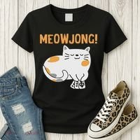 Mahjong Cat Player Board Game Mah Jongg China Solitaire Women's T-Shirt thumb 3