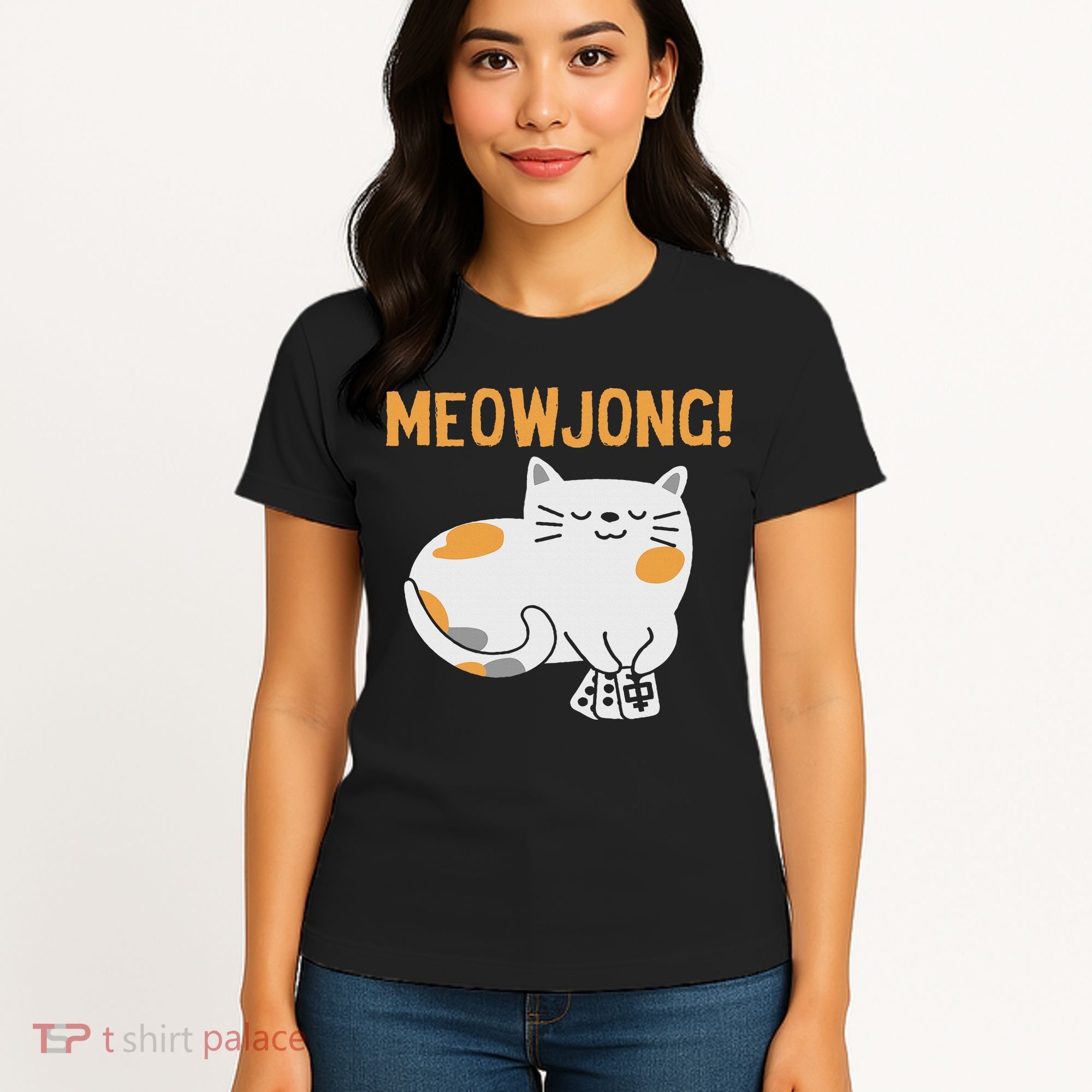 Mahjong Cat Player Board Game Mah Jongg China Solitaire Women's T-Shirt