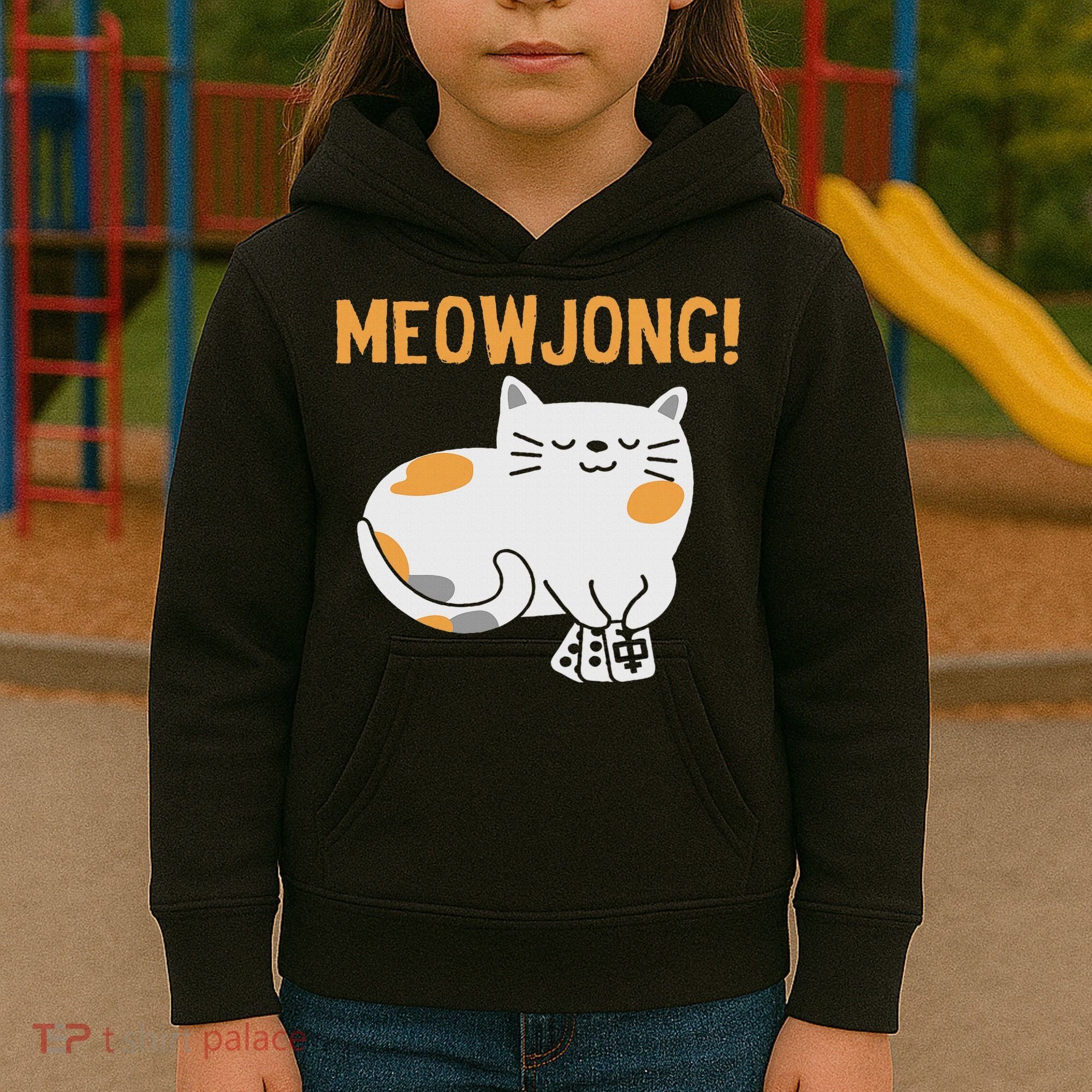 Mahjong Cat Player Board Game Mah Jongg China Solitaire Kids Hoodie