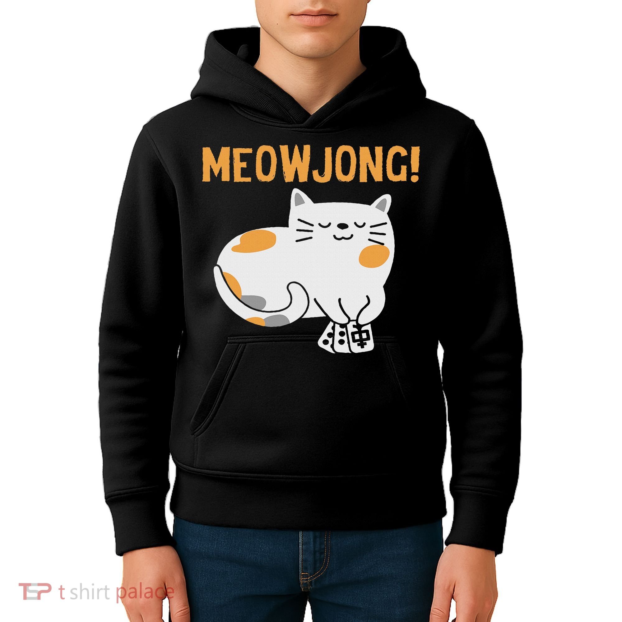 Mahjong Cat Player Board Game Mah Jongg China Solitaire Kids Hoodie