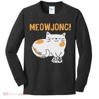 Mahjong Cat Player Board Game Mah Jongg China Solitaire Kids Long Sleeve Shirt thumb 0