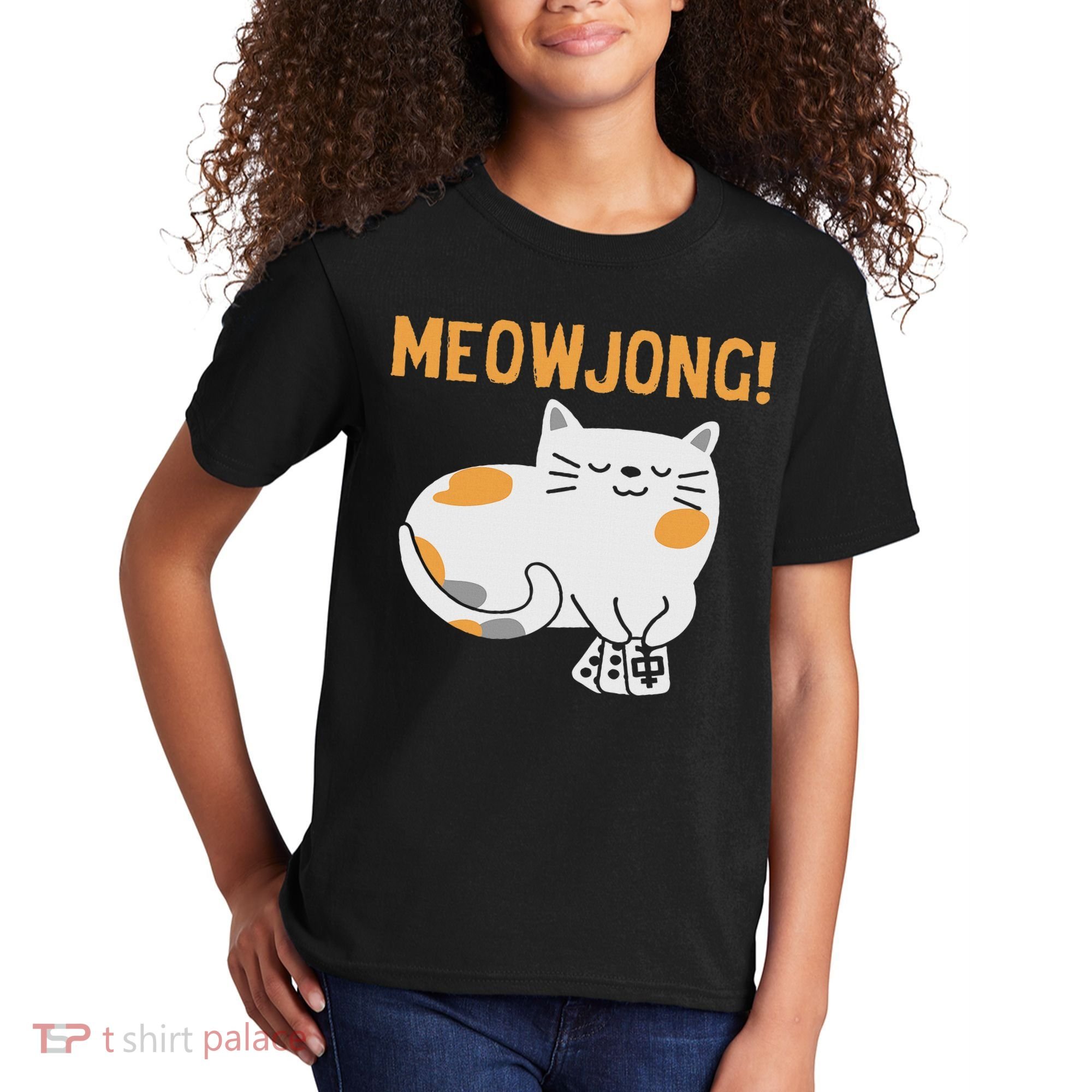 Mahjong Cat Player Board Game Mah Jongg China Solitaire Kids T-Shirt