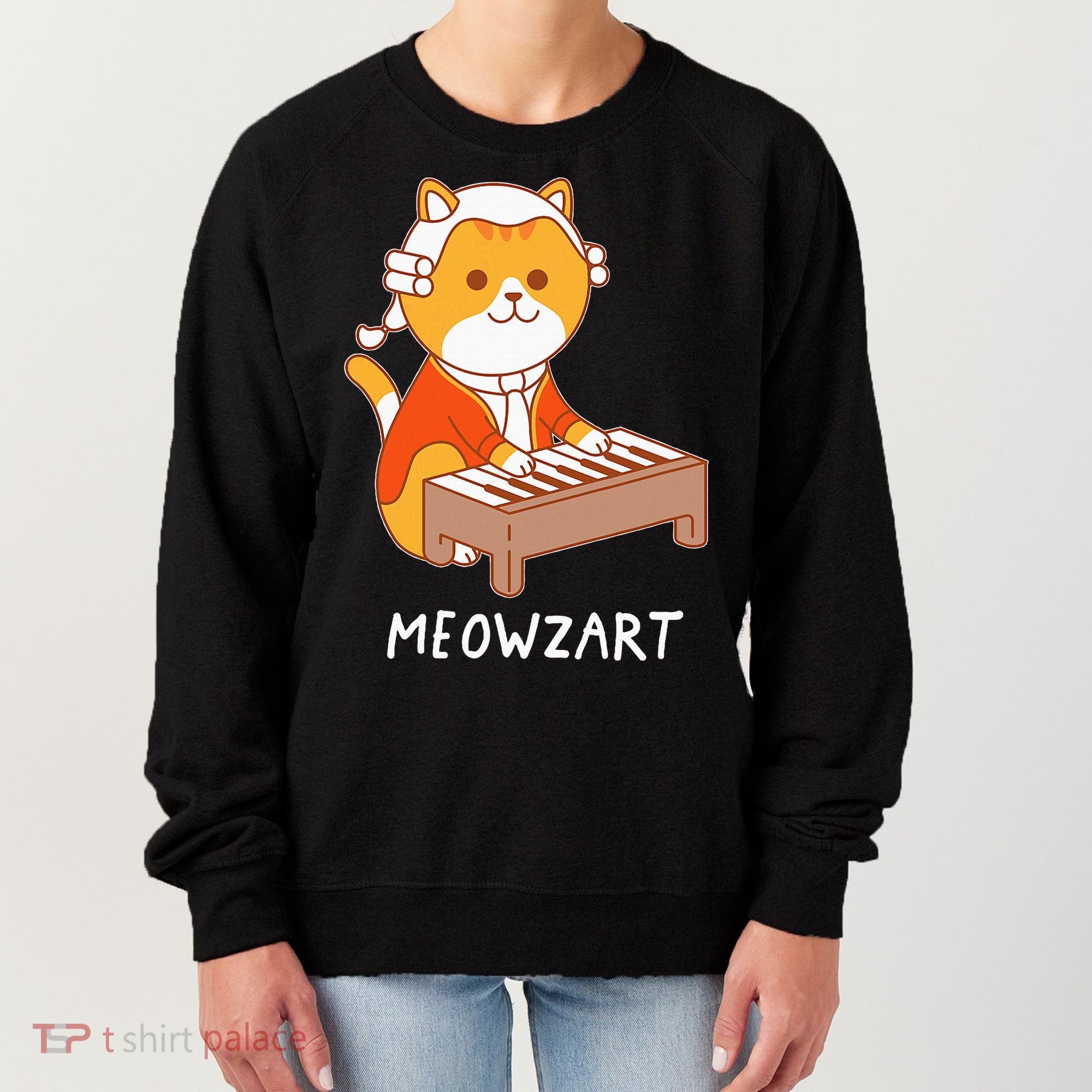 Meowzart Cat Pun Classical Music Piano Women's Sweatshirt