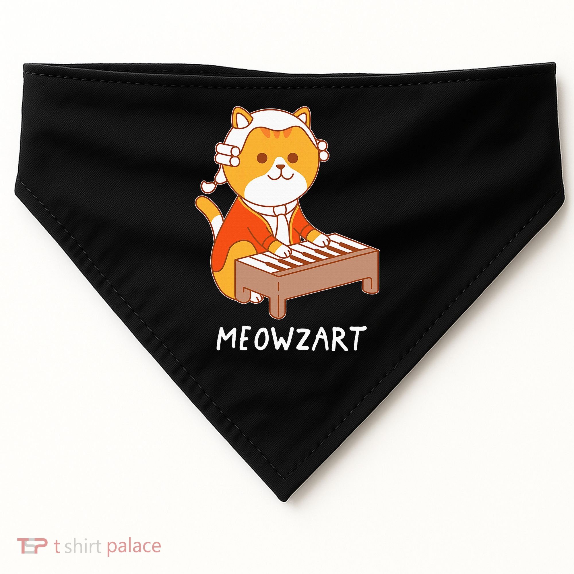 Meowzart Cat Pun Classical Music Piano USA-Made Doggie Bandana