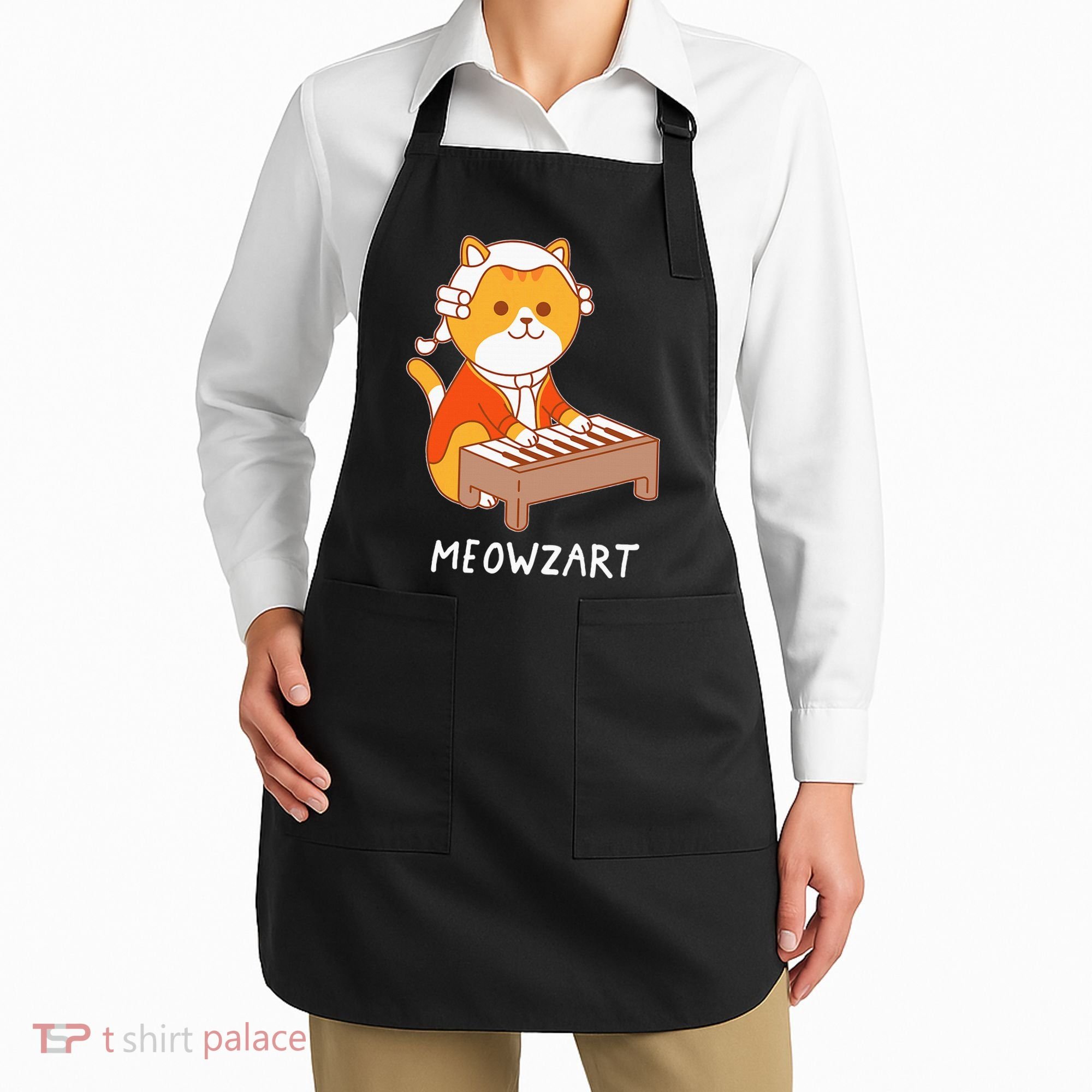 Meowzart Cat Pun Classical Music Piano Apron