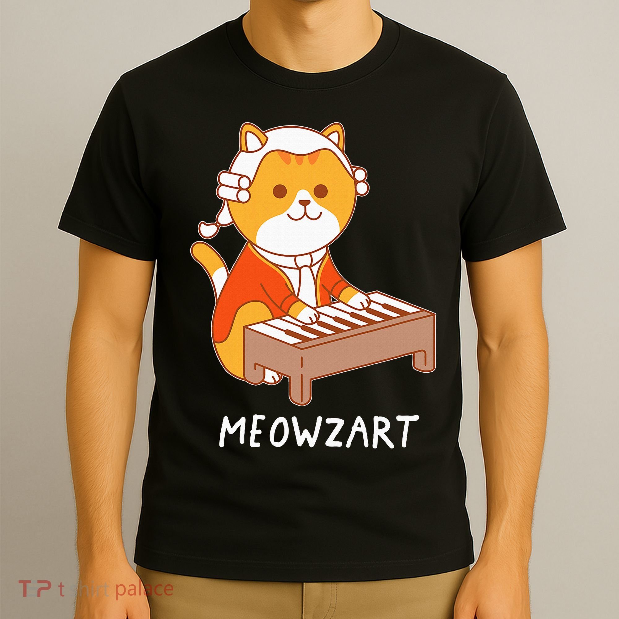 Meowzart Cat Pun Classical Music Piano T-Shirt