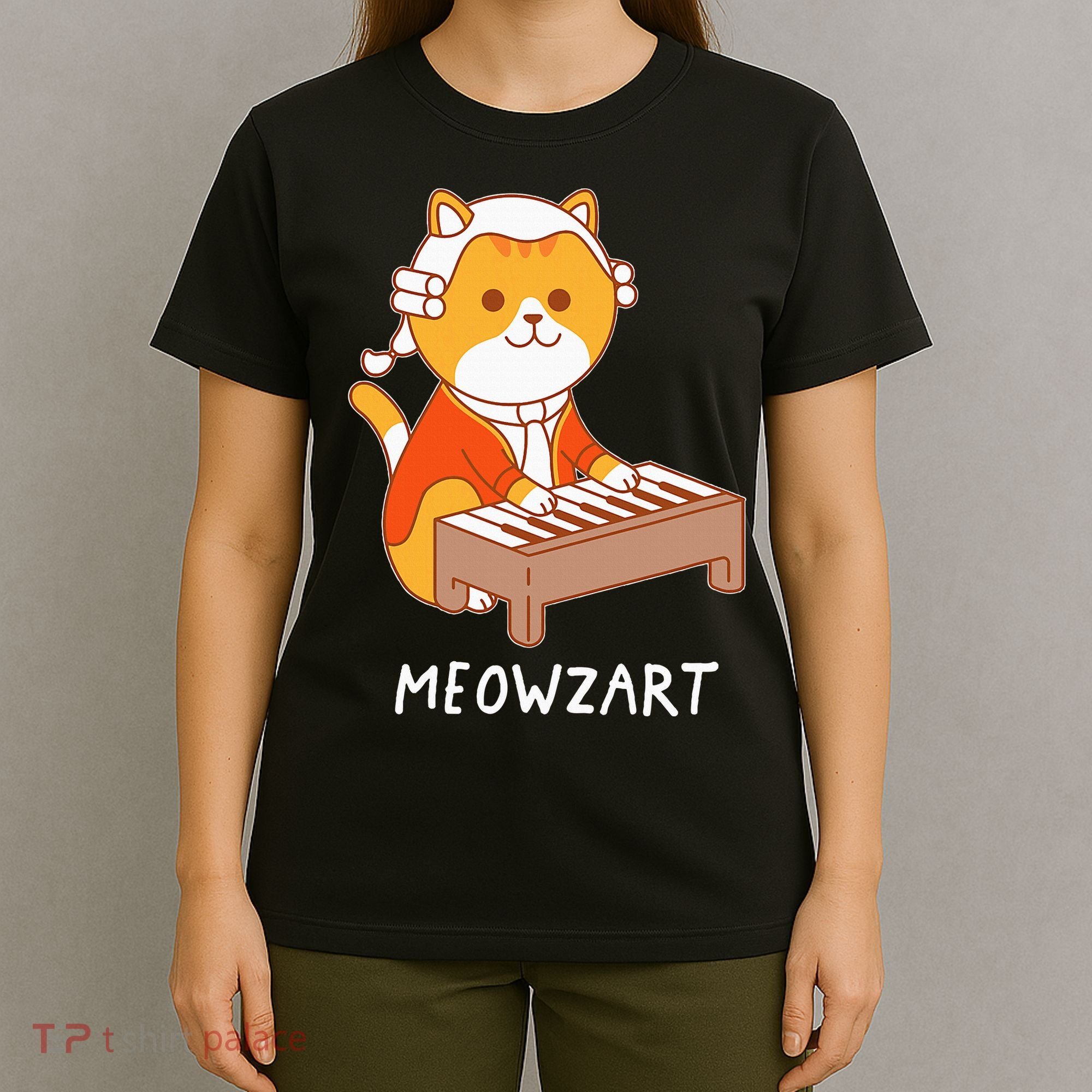 Meowzart Cat Pun Classical Music Piano T-Shirt