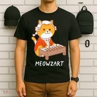Meowzart Cat Pun Classical Music Piano T-Shirt thumb 6