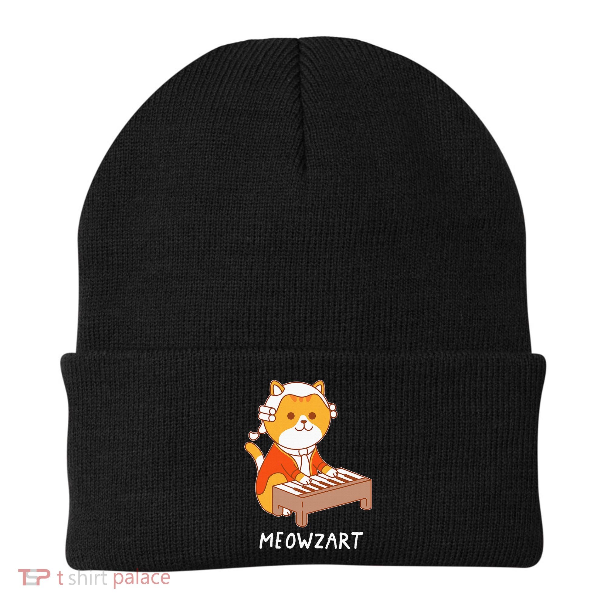 Meowzart Cat Pun Classical Music Piano Beanie
