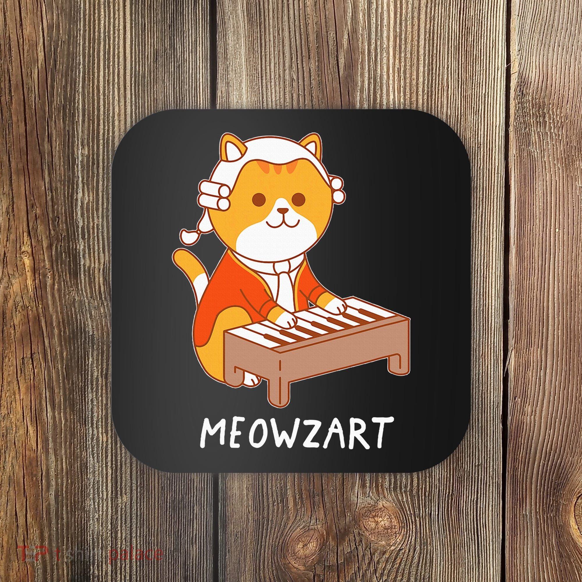 Meowzart Cat Pun Classical Music Piano Coaster