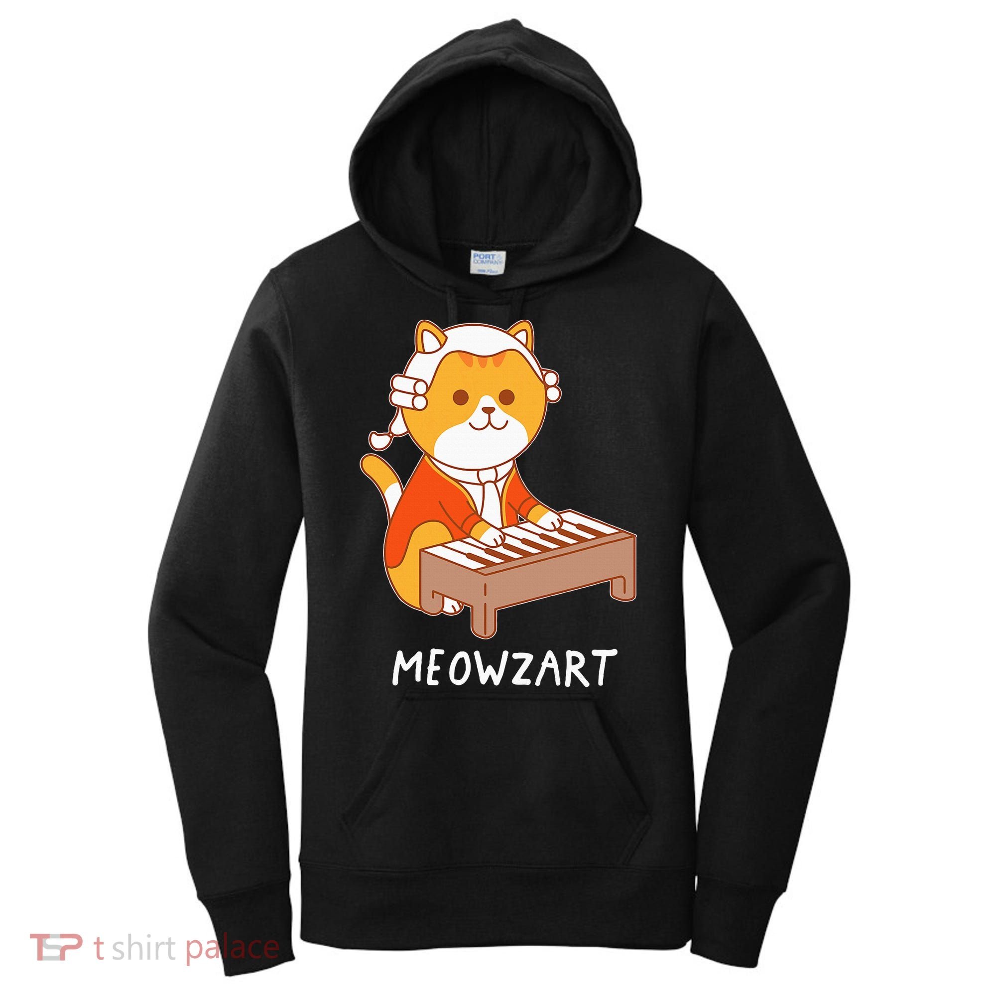 Meowzart Cat Pun Classical Music Piano Women's Hoodie