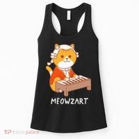 Meowzart Cat Pun Classical Music Piano Women's Tank Top thumb 0