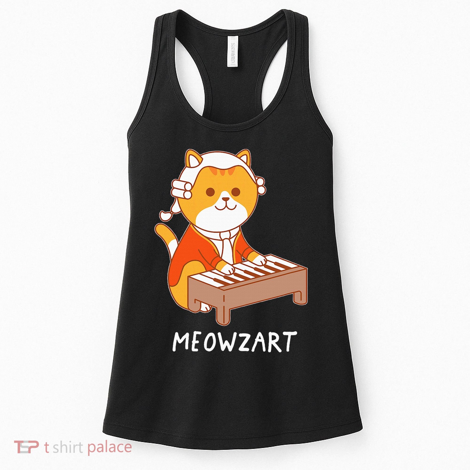 Meowzart Cat Pun Classical Music Piano Women's Tank Top