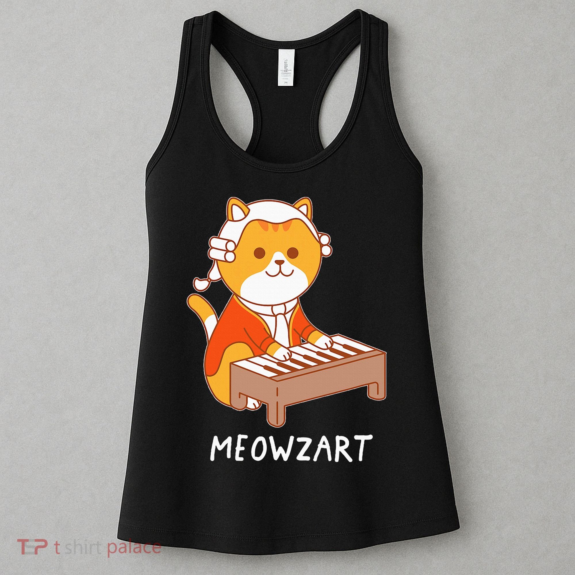 Meowzart Cat Pun Classical Music Piano Women's Tank Top