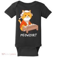Meowzart Cat Pun Classical Music Piano Baby Bodysuit thumb 0