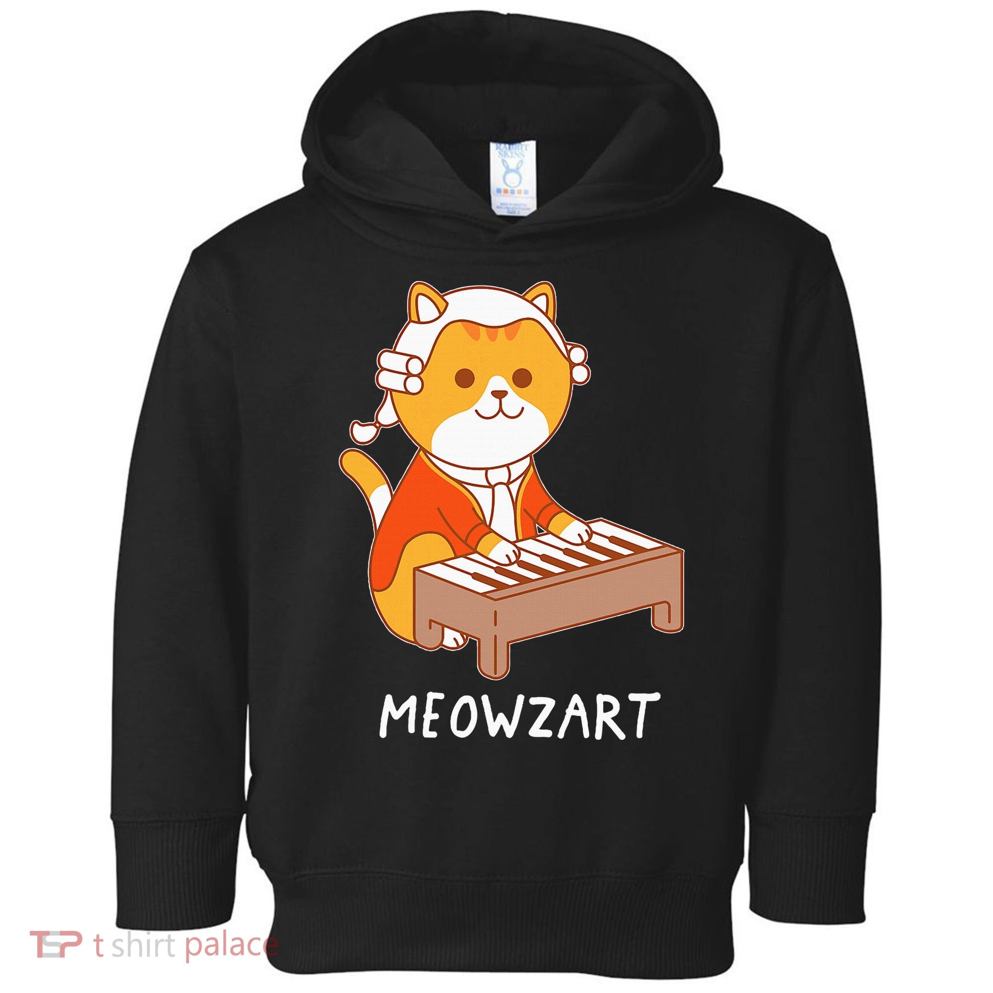 Meowzart Cat Pun Classical Music Piano Toddler Hoodie
