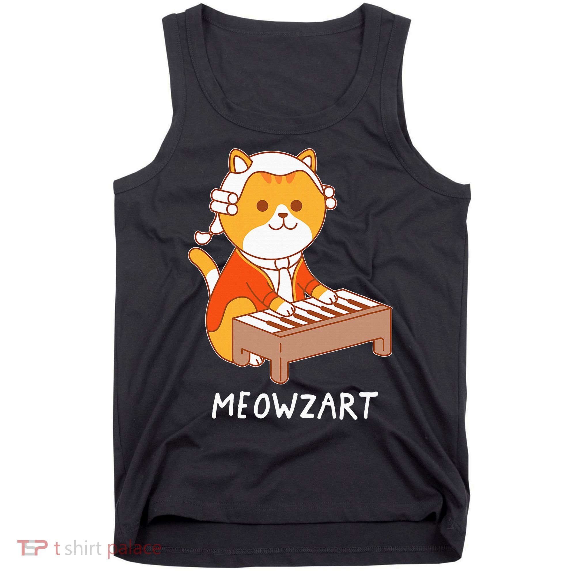 Meowzart Cat Pun Classical Music Piano Tank Top