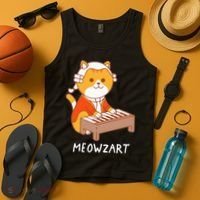 Meowzart Cat Pun Classical Music Piano Tank Top thumb 4