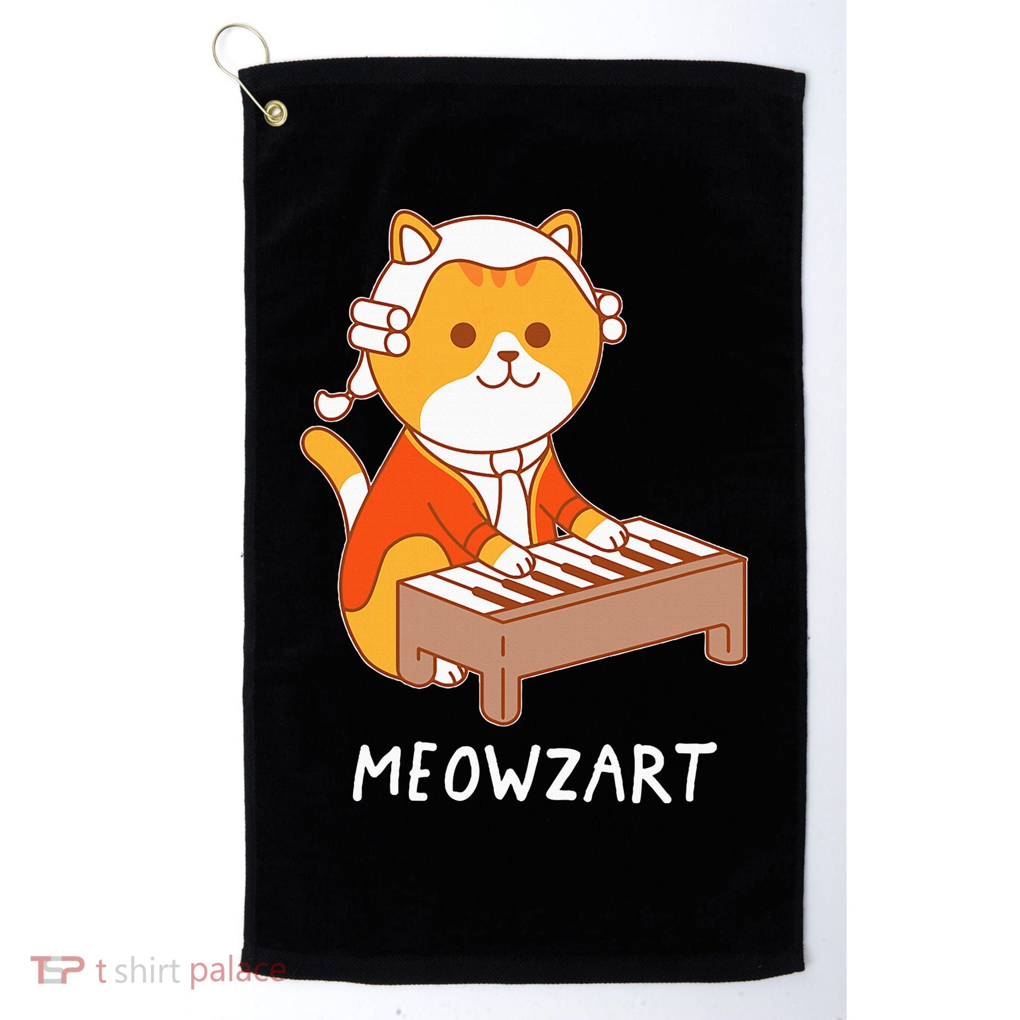 Meowzart Cat Pun Classical Music Piano Golf Towel
