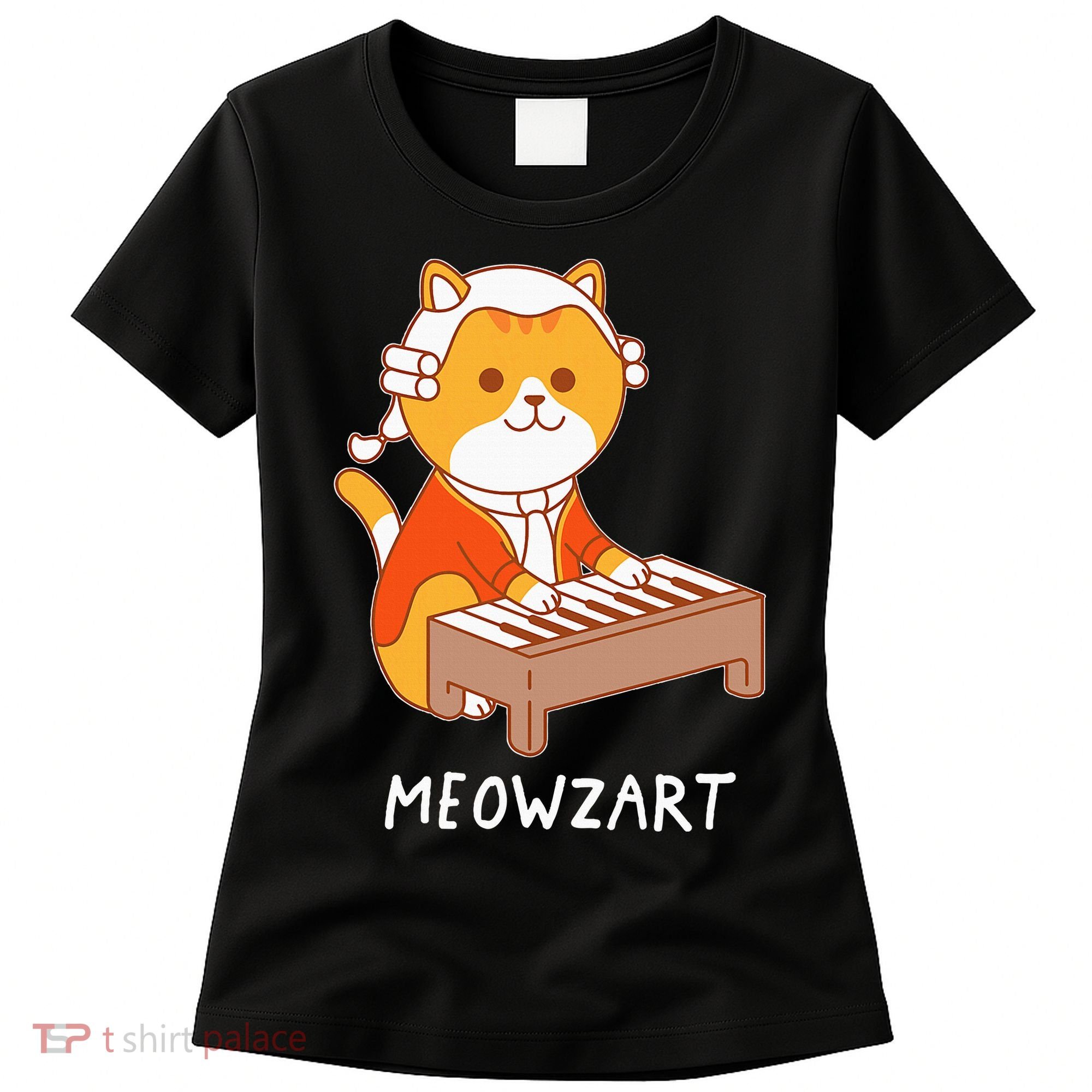 Meowzart Cat Pun Classical Music Piano Women's T-Shirt