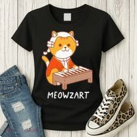 Meowzart Cat Pun Classical Music Piano Women's T-Shirt thumb 3