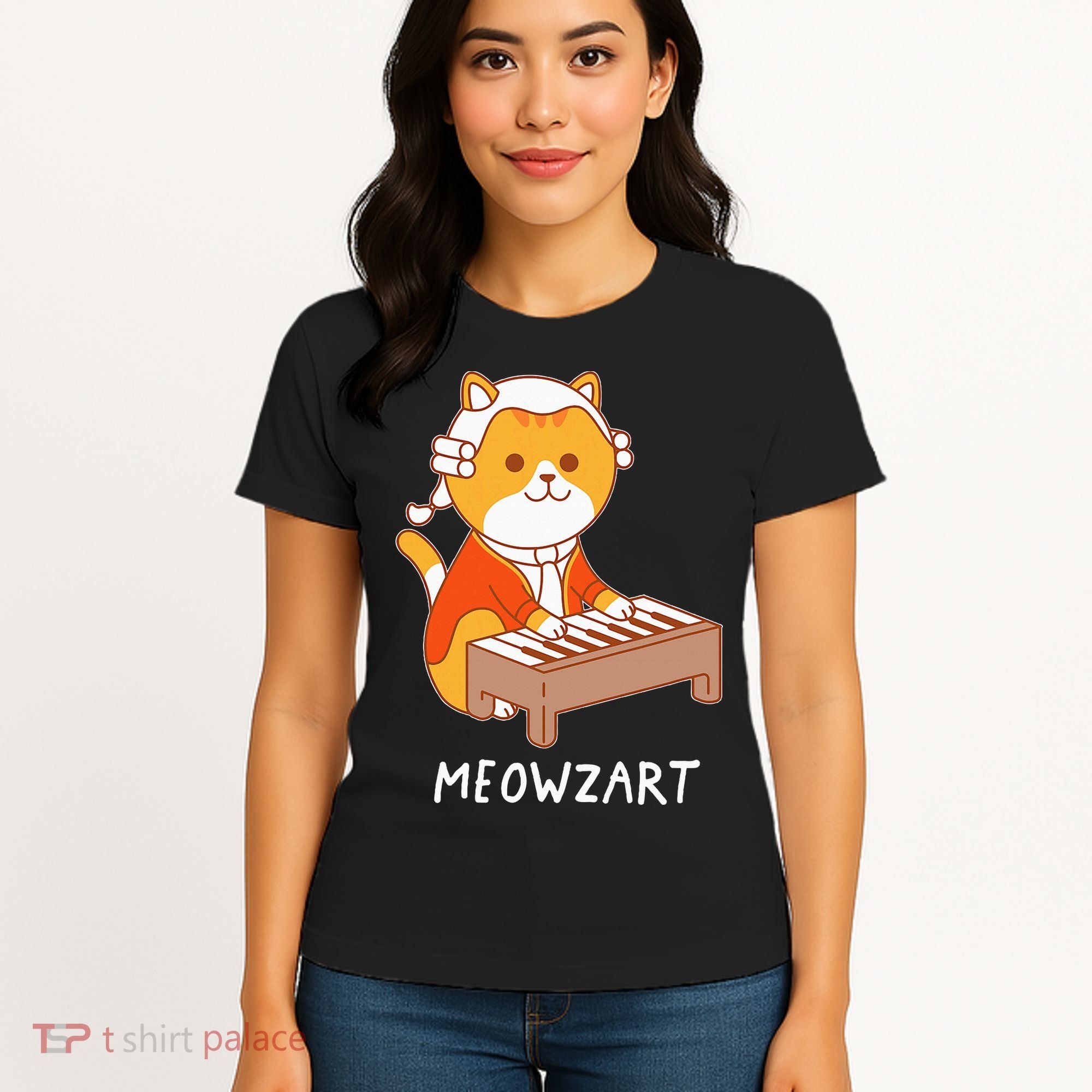Meowzart Cat Pun Classical Music Piano Women's T-Shirt