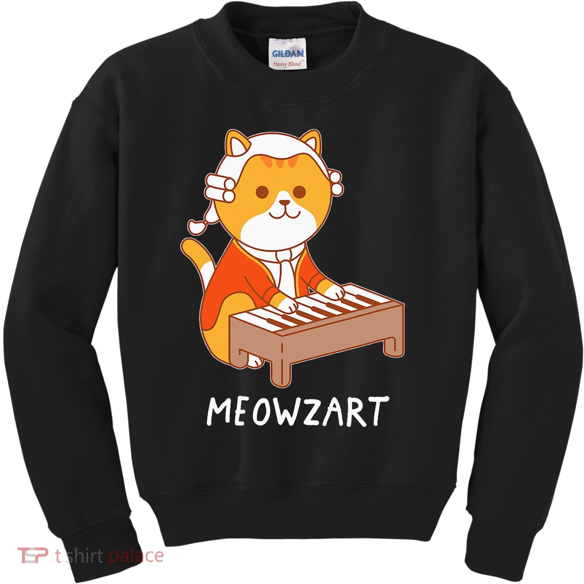 Meowzart Cat Pun Classical Music Piano Kids Sweatshirt