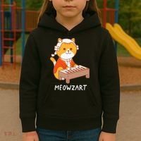 Meowzart Cat Pun Classical Music Piano Kids Hoodie thumb 3
