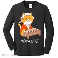 Meowzart Cat Pun Classical Music Piano Kids Long Sleeve Shirt thumb 0