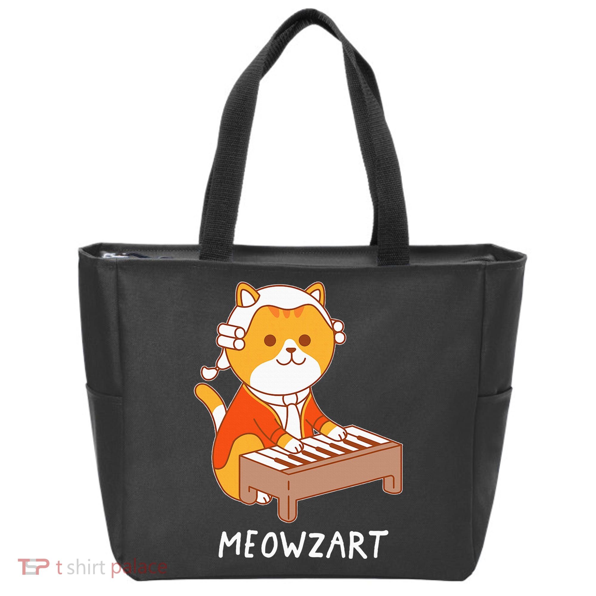 Meowzart Cat Pun Classical Music Piano Tote Bag