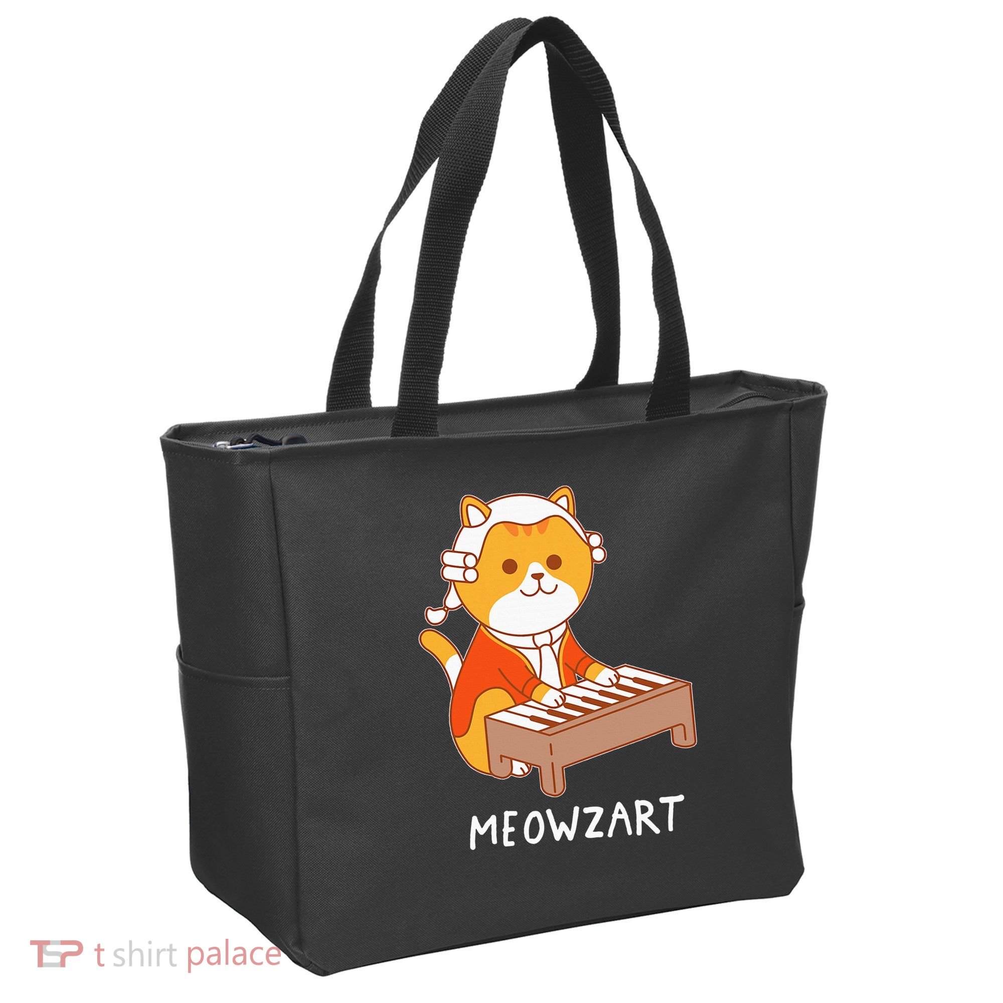 Meowzart Cat Pun Classical Music Piano Tote Bag