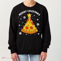 Merry Crustmas Pizza Christmas Tree Xmas Gifts Long Sleeve Women's Sweatshirt thumb 0