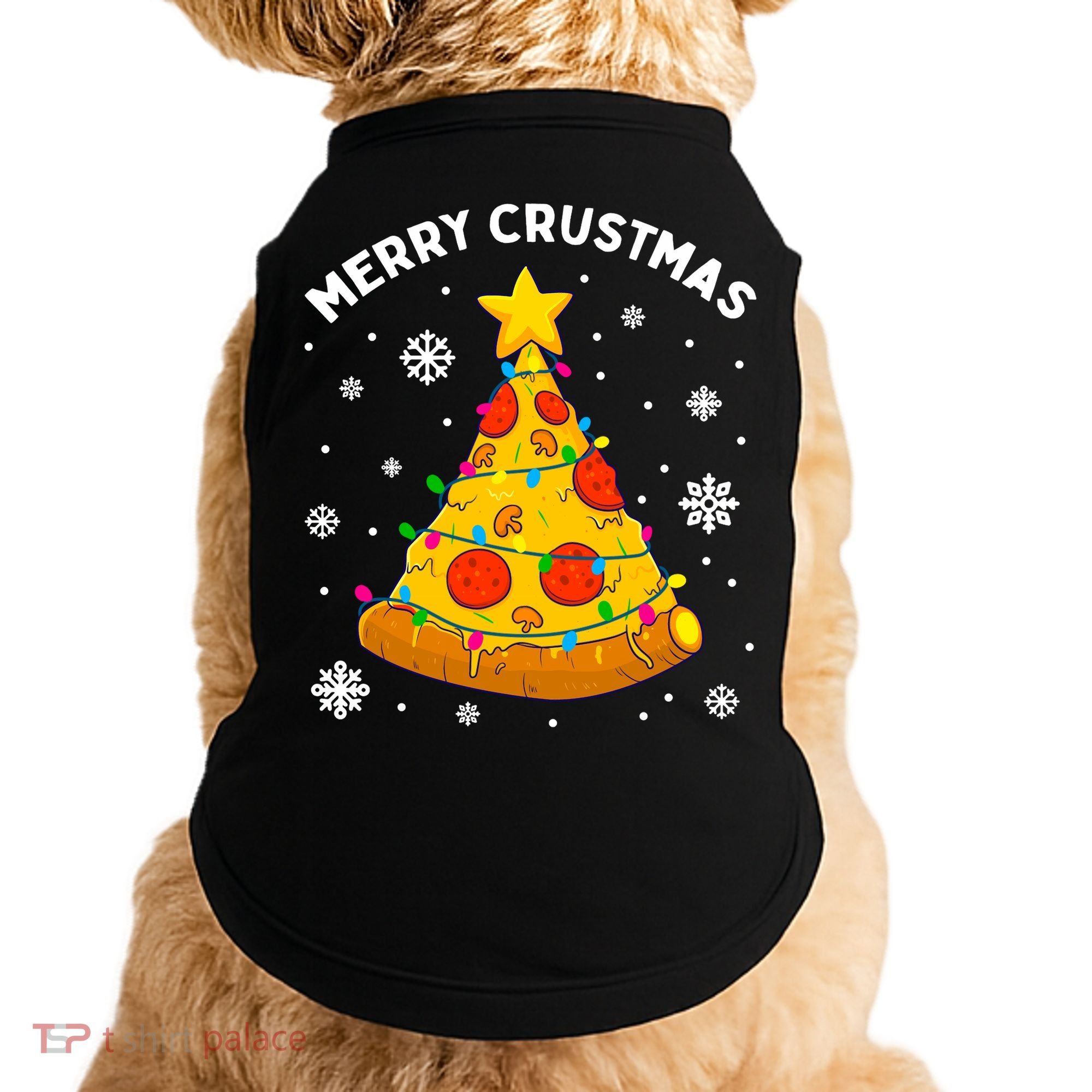 Merry Crustmas Pizza Christmas Tree Xmas Gifts Long Sleeve Doggie Tank