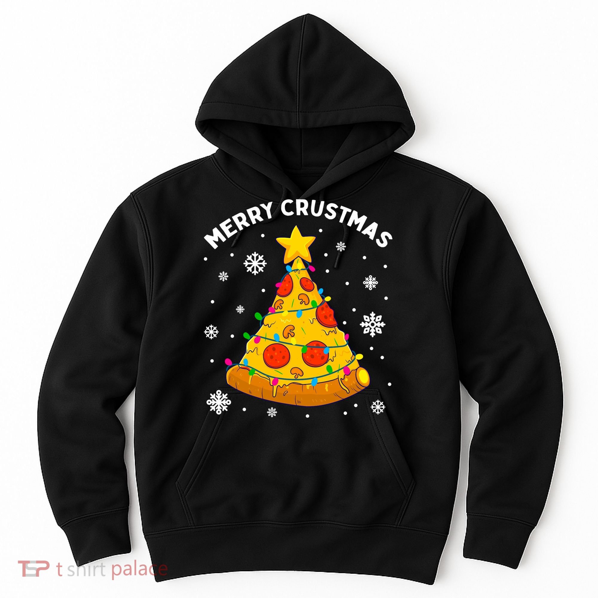 Merry Crustmas Pizza Christmas Tree Xmas Gifts Long Sleeve Hoodie