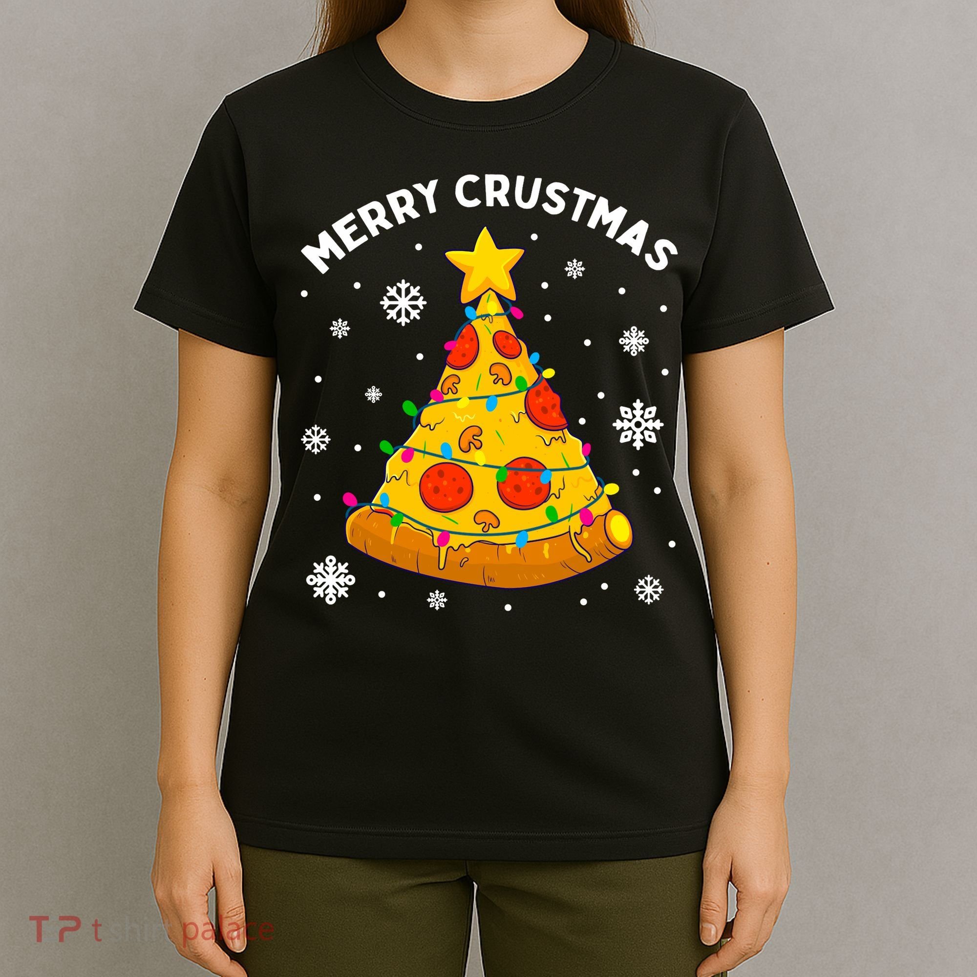 Merry Crustmas Pizza Christmas Tree Xmas Gifts Long Sleeve T-Shirt