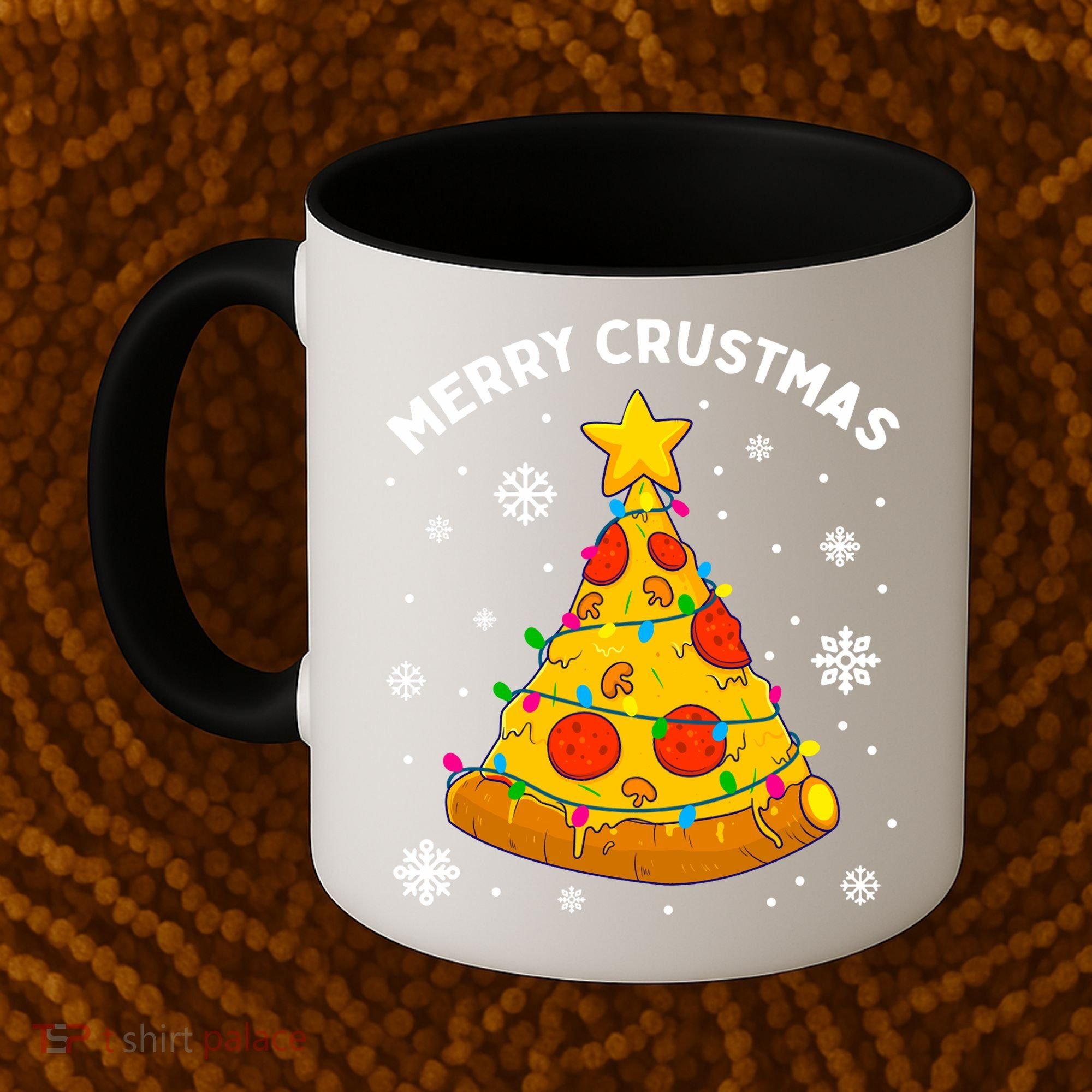 Merry Crustmas Pizza Christmas Tree Xmas Gifts Long Sleeve Coffee Mug